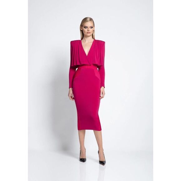 ZHIVAGO The Will Capelet Midi Dress Rouge US4 - Picture 1 of 9